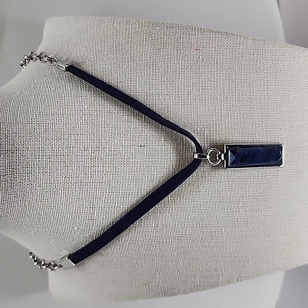 Chico's Silver & Purple Pendant Necklace